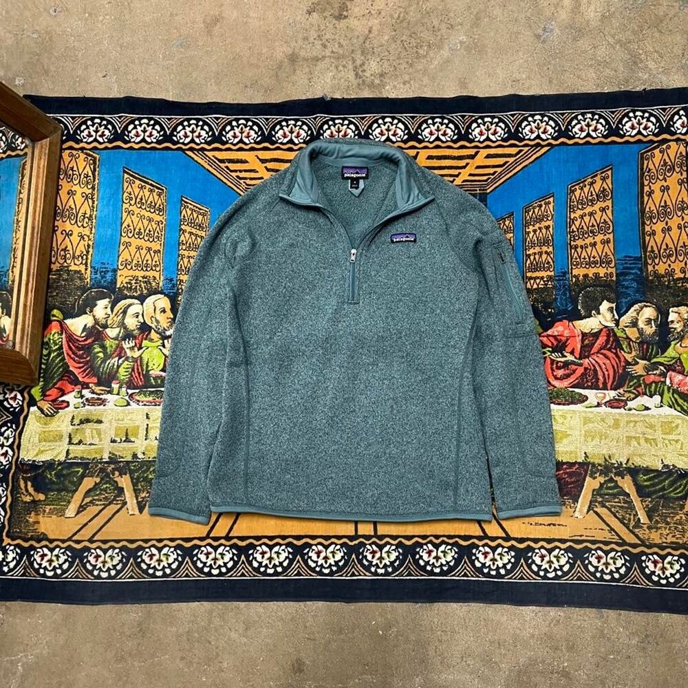 Women’s Patagonia better sweater quarter zip Size medium green blue modern zip